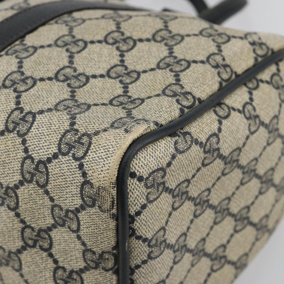 GUCCI GG Supreme Sherry Line Boston Bag PVC Navy Gold 012 3842 58 Auth 185029