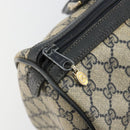 GUCCI GG Supreme Sherry Line Boston Bag PVC Navy Gold 012 3842 58 Auth 185029-15