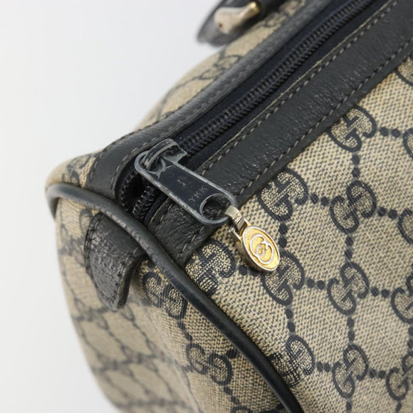 GUCCI GG Supreme Sherry Line Boston Bag PVC Navy Gold 012 3842 58 Auth 185029
