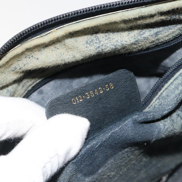 GUCCI GG Supreme Sherry Line Boston Bag PVC Navy Gold 012 3842 58 Auth 185029