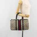 GUCCI GG Supreme Sherry Line Boston Bag PVC Navy Gold 012 3842 58 Auth 185029-23