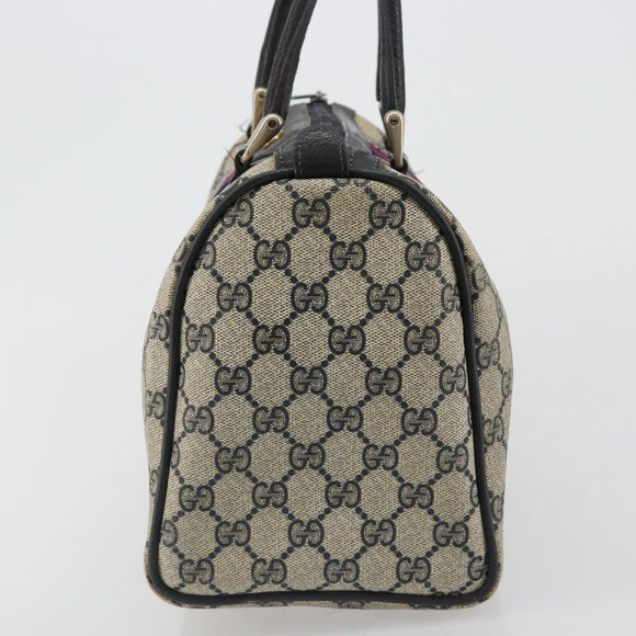 GUCCI GG Supreme Sherry Line Boston Bag PVC Navy Gold 012 3842 58 Auth 185029