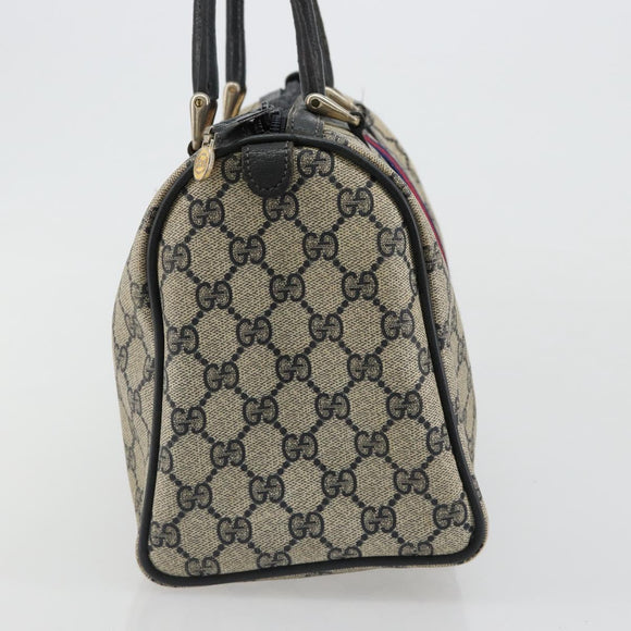 GUCCI GG Supreme Sherry Line Boston Bag PVC Navy Gold 012 3842 58 Auth 185029