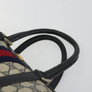 GUCCI GG Supreme Sherry Line Boston Bag PVC Navy Gold 012 3842 58 Auth 185029-8