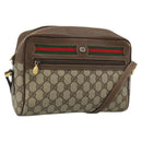 GUCCI GG Supreme Web Sherry Line Bag PVC Beige Gold 001 56 6472 Auth 185031-1