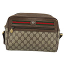 GUCCI GG Supreme Web Sherry Line Bag PVC Beige Gold 001 56 6472 Auth 185031-13
