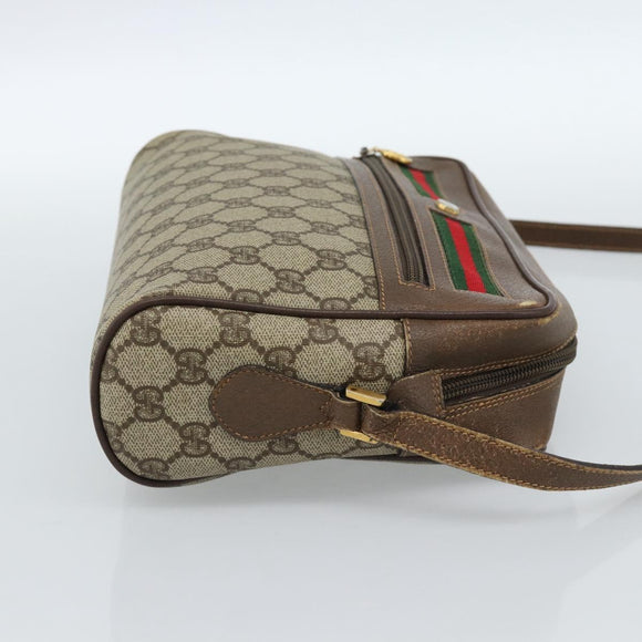 GUCCI GG Supreme Web Sherry Line Bag PVC Beige Gold 001 56 6472 Auth 185031