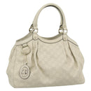 GUCCI GG Canvas Guccissima Sukey Hand Bag Leather Ivory Gold 211944 Auth 185032V-1