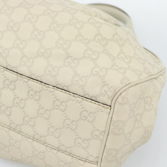 GUCCI GG Canvas Guccissima Sukey Hand Bag Leather Ivory Gold 211944 Auth 185032V