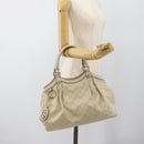 GUCCI GG Canvas Guccissima Sukey Hand Bag Leather Ivory Gold 211944 Auth 185032V-23