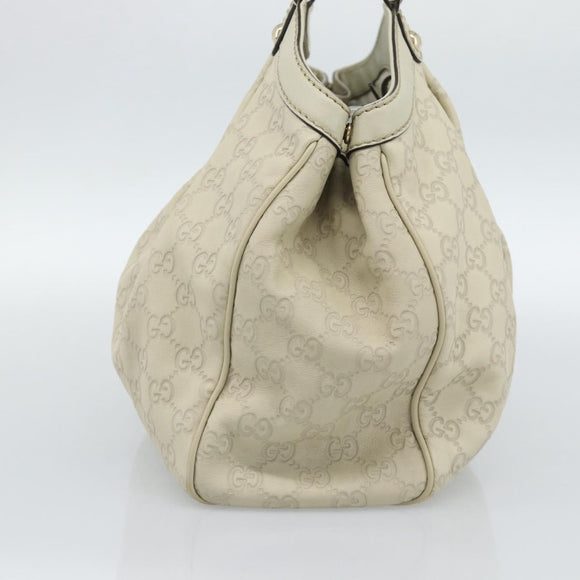 GUCCI GG Canvas Guccissima Sukey Hand Bag Leather Ivory Gold 211944 Auth 185032V