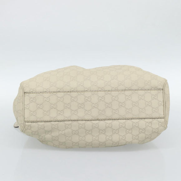 GUCCI GG Canvas Guccissima Sukey Hand Bag Leather Ivory Gold 211944 Auth 185032V