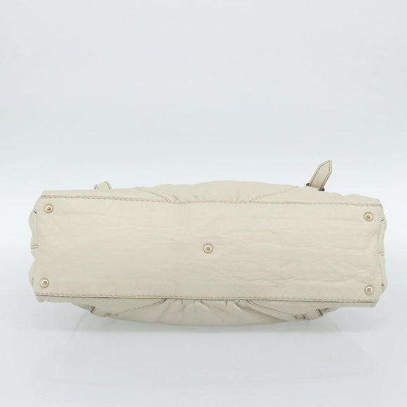 GUCCI Horsebit Boston Bag Leather Gold Ivory 189890 Auth 185034V