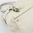 GUCCI Horsebit Boston Bag Leather Gold Ivory 189890 Auth 185034V-12
