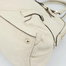 GUCCI Horsebit Boston Bag Leather Gold Ivory 189890 Auth 185034V-13