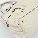 GUCCI Horsebit Boston Bag Leather Gold Ivory 189890 Auth 185034V-14