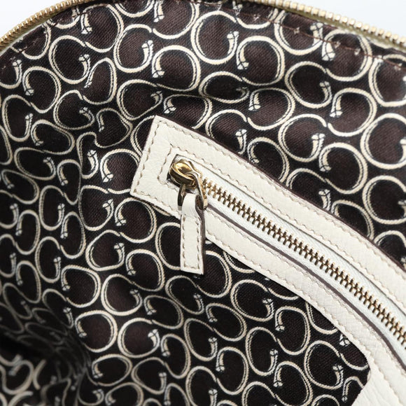 GUCCI Horsebit Boston Bag Leather Gold Ivory 189890 Auth 185034V