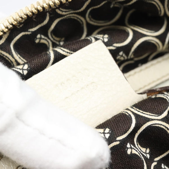 GUCCI Horsebit Boston Bag Leather Gold Ivory 189890 Auth 185034V