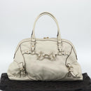 GUCCI Horsebit Boston Bag Leather Gold Ivory 189890 Auth 185034V-24