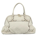 GUCCI Horsebit Boston Bag Leather Gold Ivory 189890 Auth 185034V-3