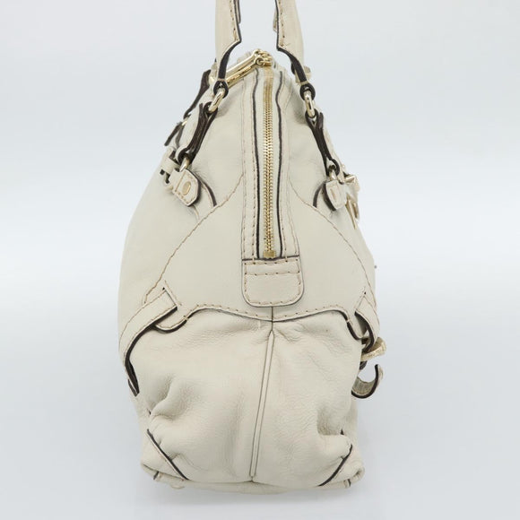 GUCCI Horsebit Boston Bag Leather Gold Ivory 189890 Auth 185034V