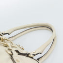 GUCCI Horsebit Boston Bag Leather Gold Ivory 189890 Auth 185034V-9