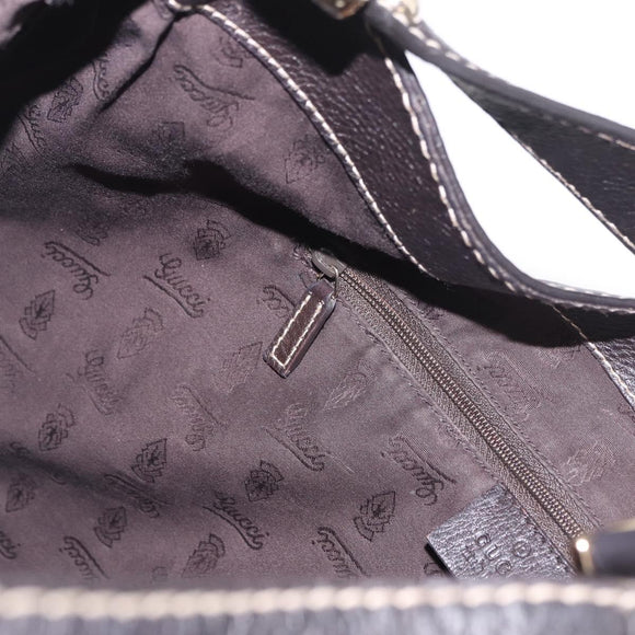 GUCCI GG Canvas Guccissima Bag Leather Dark Brown Gold 233604 Auth 185035V