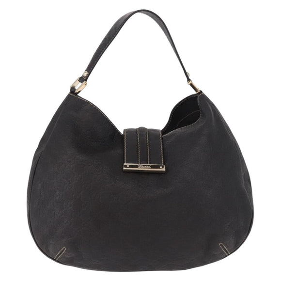 GUCCI GG Canvas Guccissima Bag Leather Dark Brown Gold 233604 Auth 185035V