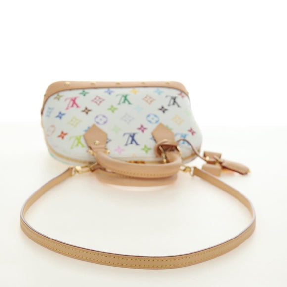 LOUIS VUITTON Monogram LV x TM Alma BB Hand Bag 2way White M13078 Auth 185039SM