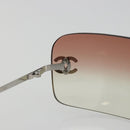 CHANEL COCO Mark Sunglasses metal Silver CC Auth 185048V-16