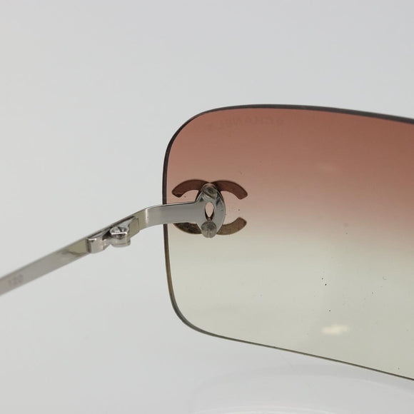 CHANEL COCO Mark Sunglasses metal Silver CC Auth 185048V