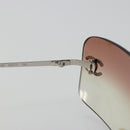 CHANEL COCO Mark Sunglasses metal Silver CC Auth 185048V-17
