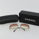 CHANEL COCO Mark Sunglasses metal Silver CC Auth 185048V-12