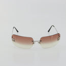 CHANEL COCO Mark Sunglasses metal Silver CC Auth 185048V-13