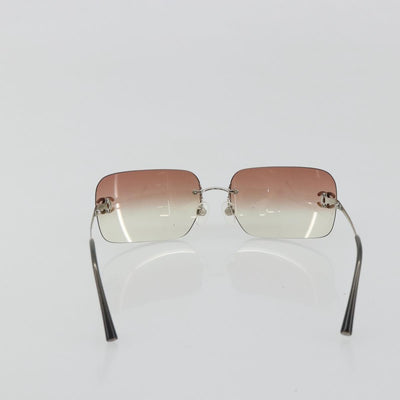 CHANEL COCO Mark Sunglasses metal Silver CC Auth 185048V - 0