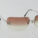 CHANEL COCO Mark Sunglasses metal Silver CC Auth 185048V-5