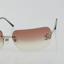 CHANEL COCO Mark Sunglasses metal Silver CC Auth 185048V-6