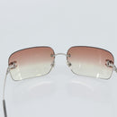 CHANEL COCO Mark Sunglasses metal Silver CC Auth 185051V-10