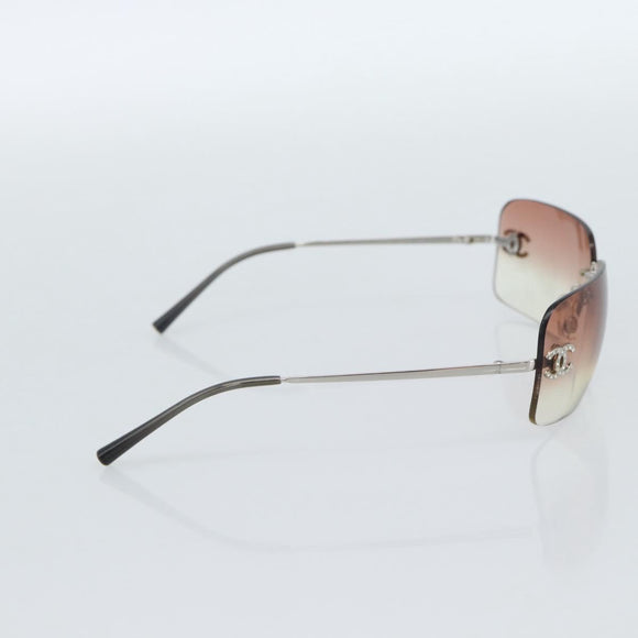 CHANEL COCO Mark Sunglasses metal Silver CC Auth 185051V