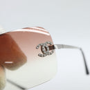 CHANEL COCO Mark Sunglasses metal Silver CC Auth 185051V-7