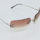 CHANEL COCO Mark Sunglasses metal Silver CC Auth 185051V-8
