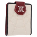 CELINE Compact Wallet Leather White Silver Auth 185052V-1