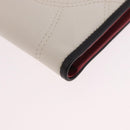 CELINE Compact Wallet Leather White Silver Auth 185052V-10