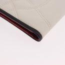 CELINE Compact Wallet Leather White Silver Auth 185052V-11