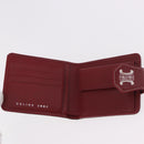 CELINE Compact Wallet Leather White Silver Auth 185052V-13