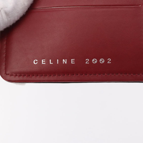 CELINE Compact Wallet Leather White Silver Auth 185052V