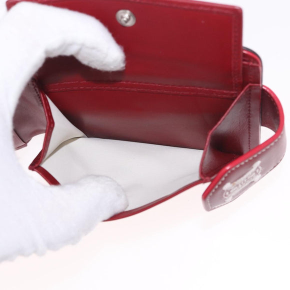 CELINE Compact Wallet Leather White Silver Auth 185052V
