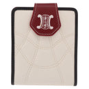 CELINE Compact Wallet Leather White Silver Auth 185052V-2