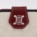 CELINE Compact Wallet Leather White Silver Auth 185052V-3