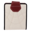 CELINE Compact Wallet Leather White Silver Auth 185052V-4